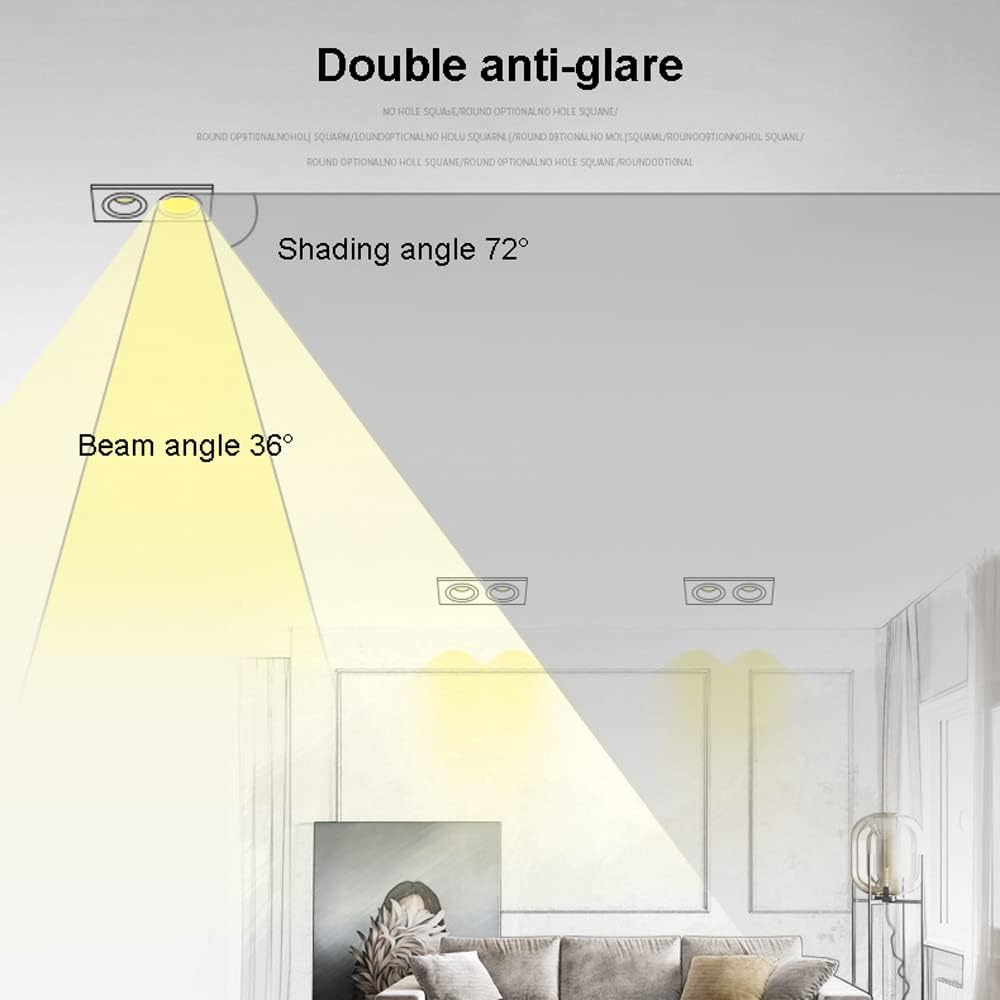 2 Pack Directional Spotlight Recessed Spot Lighting Fixture, Adjustable 30 Degrees Flush Mount Ceiling Lamp, Aluminum Ceiling Spotlights for Indoor Foyer Living Room