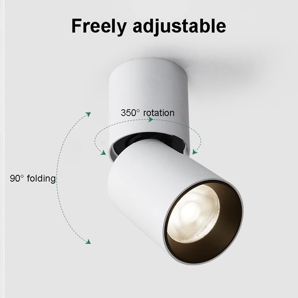 Adjustable Led Ceiling Spotlight Indoor Ceiling Spot Light 90°+360° Rotation Ceiling Lamp, 9W Directional Spotlights Accent Lamps, Aluminum Ceiling/Wall Swive,Black-3500k