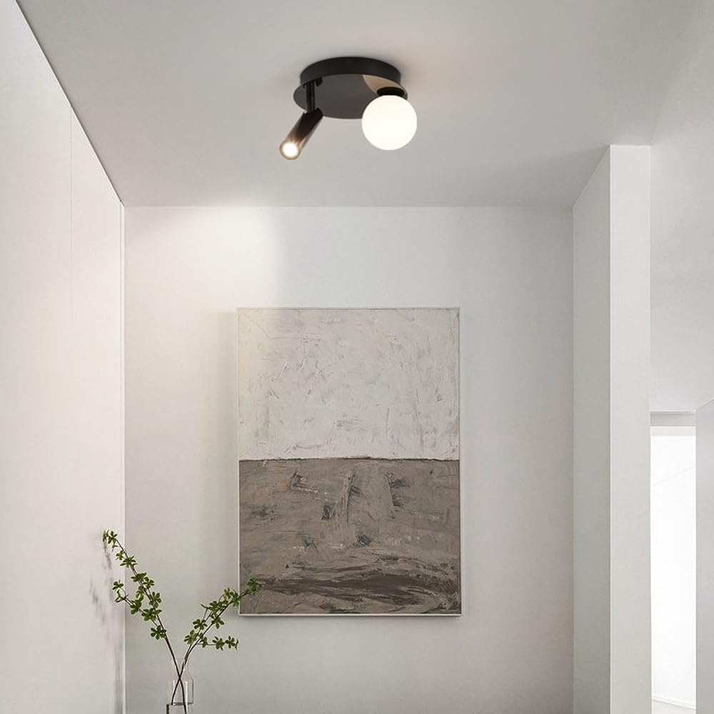 Nordic Bedroom Bedside Ceiling Light All-Copper Embedded Porch Spotlight Indoor Corridor Aisle Balcony Rotatable Ceiling Lamp Cloakroom 10W LED Wall Lamp 3 Color Dimmable