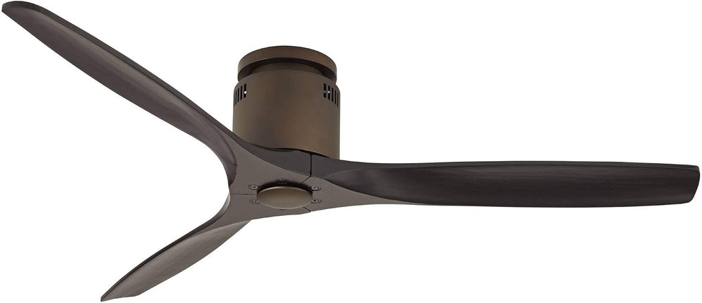 Casa Vieja 52' Windspun Rustic Farmhouse 3 Blade Indoor Hugger Ceiling Fan with Remote Control Oil Rubbed Bronze Matte Black Wood for Living Kitchen House Bedroom Family Dining Room Office