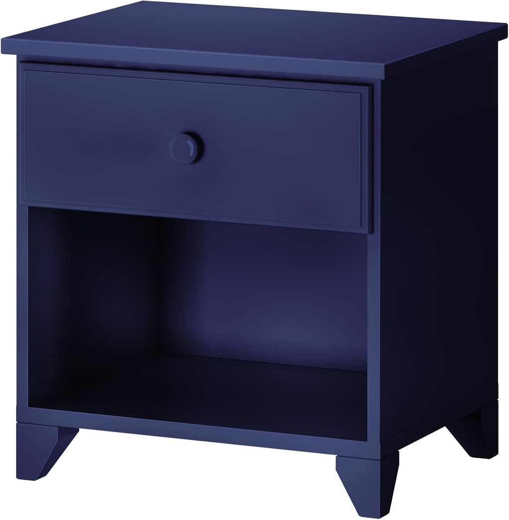Max & Lily Classic Wood Nightstand with 1 Drawer, Kids Bedside Table/End Table, Small Nightstand for Bedroom, Blue