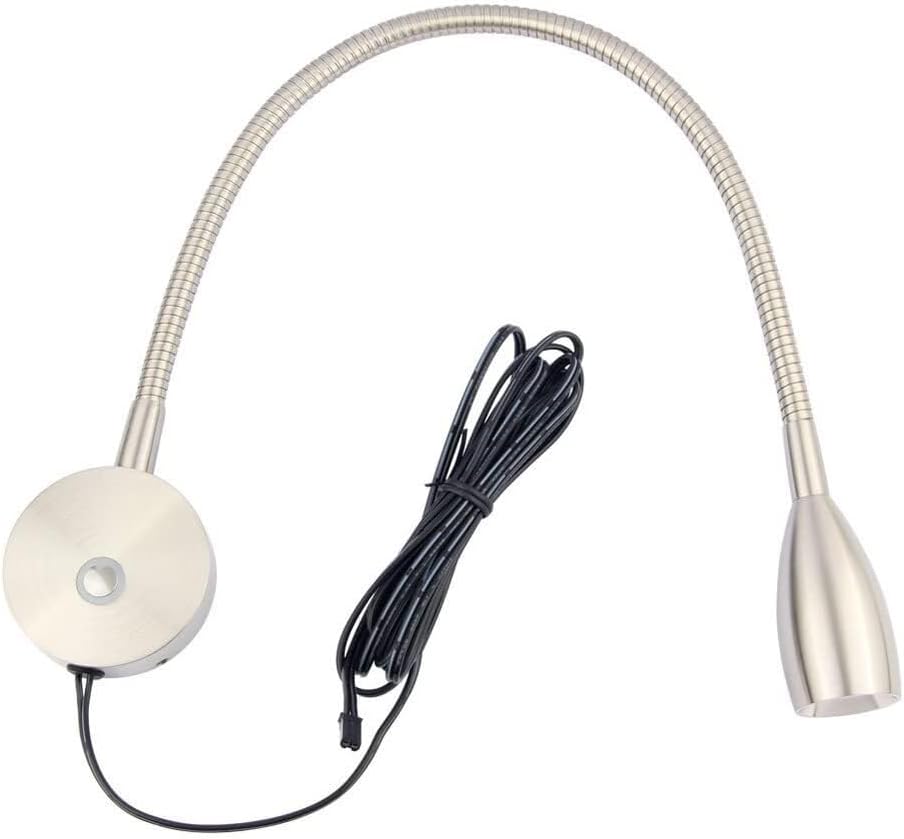 Gooseneck Spotlight Dimmable 3W LED Plug in Wall Light with Touch Switch, Headboard Reading Lamp, Dimming Lights, Wall Mount Accent Lamps Indoor Oration Wall Sconces