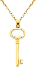 14k Yellow Gold Key to My Heart Charm Pendant with 1.2mm Classic Rolo Cable Chain Necklace - 16'