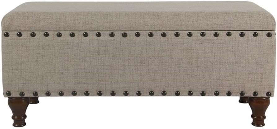 HomePop 42' Storage Bench with Nailhead Trim - Tan