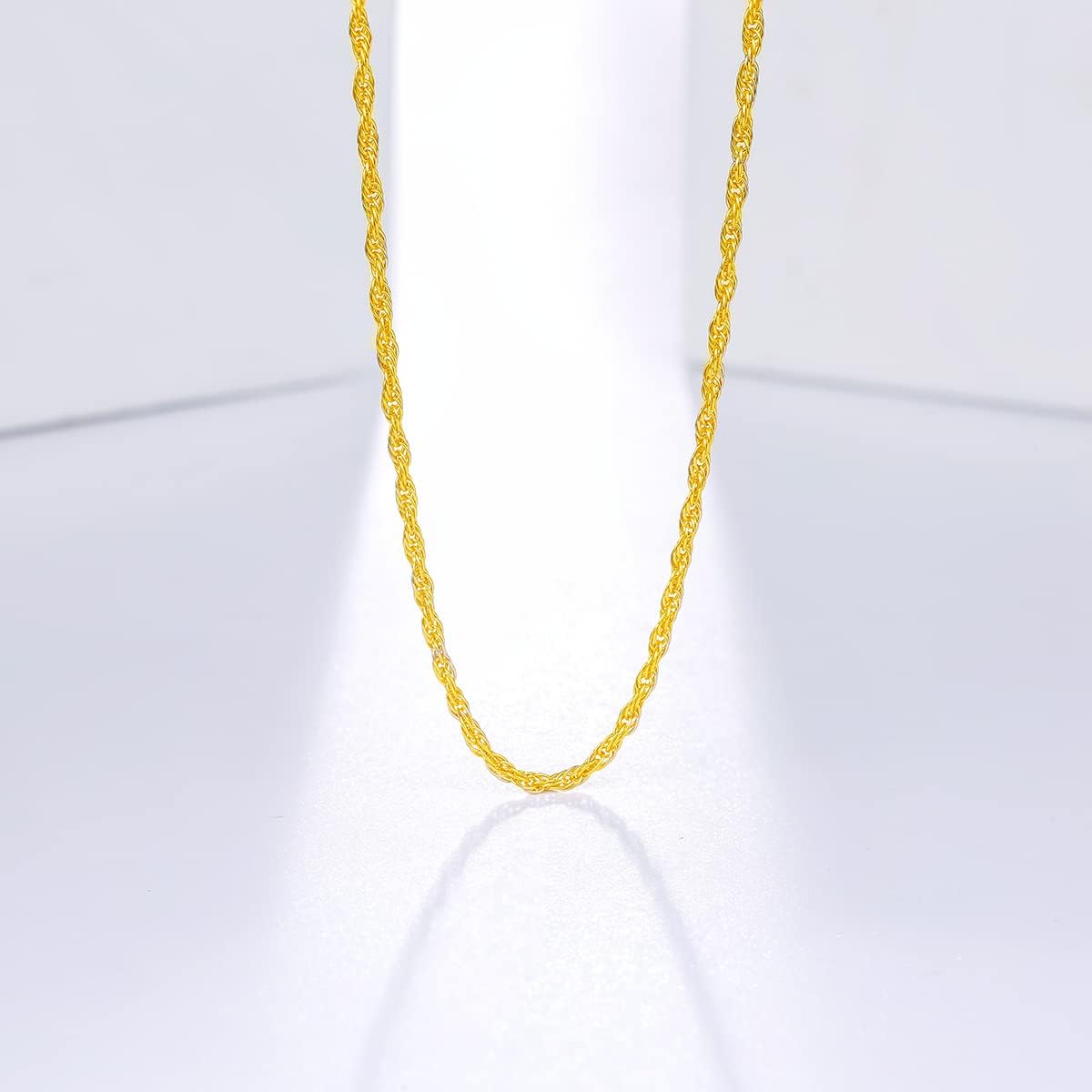 ZHOU LIU FU 24K Solid Gold Necklace for Women, Real Pure Gold Jewelry Dainty Oval Clip Link Cable Chain Necklace for Men Girlfriend