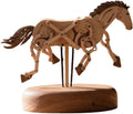 Wooden Crafts for Adults,Solid Wood Horse Dynamic Model with Mortise and Tenon Assembly,Handmade Mechanical Horse Sculpture for Desktop Decor and Home Office Entryway,Non-Music Box