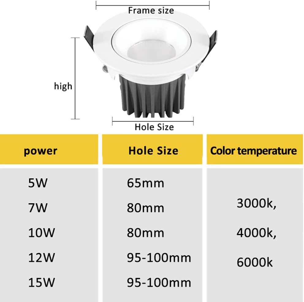 8 Pcs Recessed Ceiling Spotlight for Indoor Lighting 2in 3in 3.5in Eyeball Ceilling Potlight Canless Downlight Wafer Light 5W, 7W, 10W, 12W, 15W
