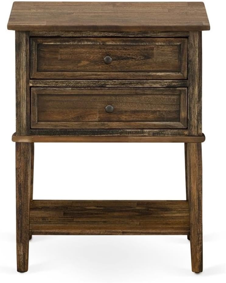 East West Furniture VL-07-ET Valencia Nightstand - Rectangle Bedside Table with 2 Drawers for Bedroom, 16x22 Inch Inch, Distressed Jacobean
