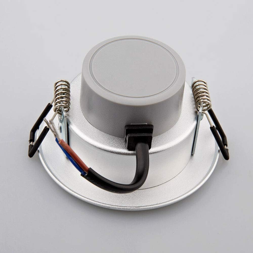 Lighting Led 3W/7W Three-Color Dimming Recessed Downlights Silver Round Embedded Ceiling Spotlights Indoor Aluminum Living Room