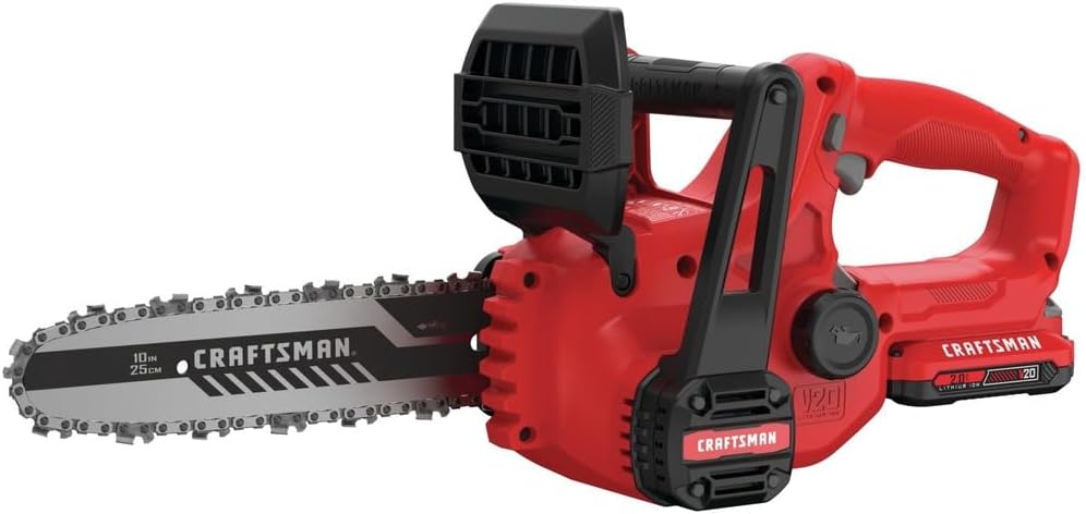 CRAFTSMAN CMCCS610D1R V20 Brushed Lithium-Ion 10 in. Cordless Chainsaw Kit (2 Ah) (Renewed)