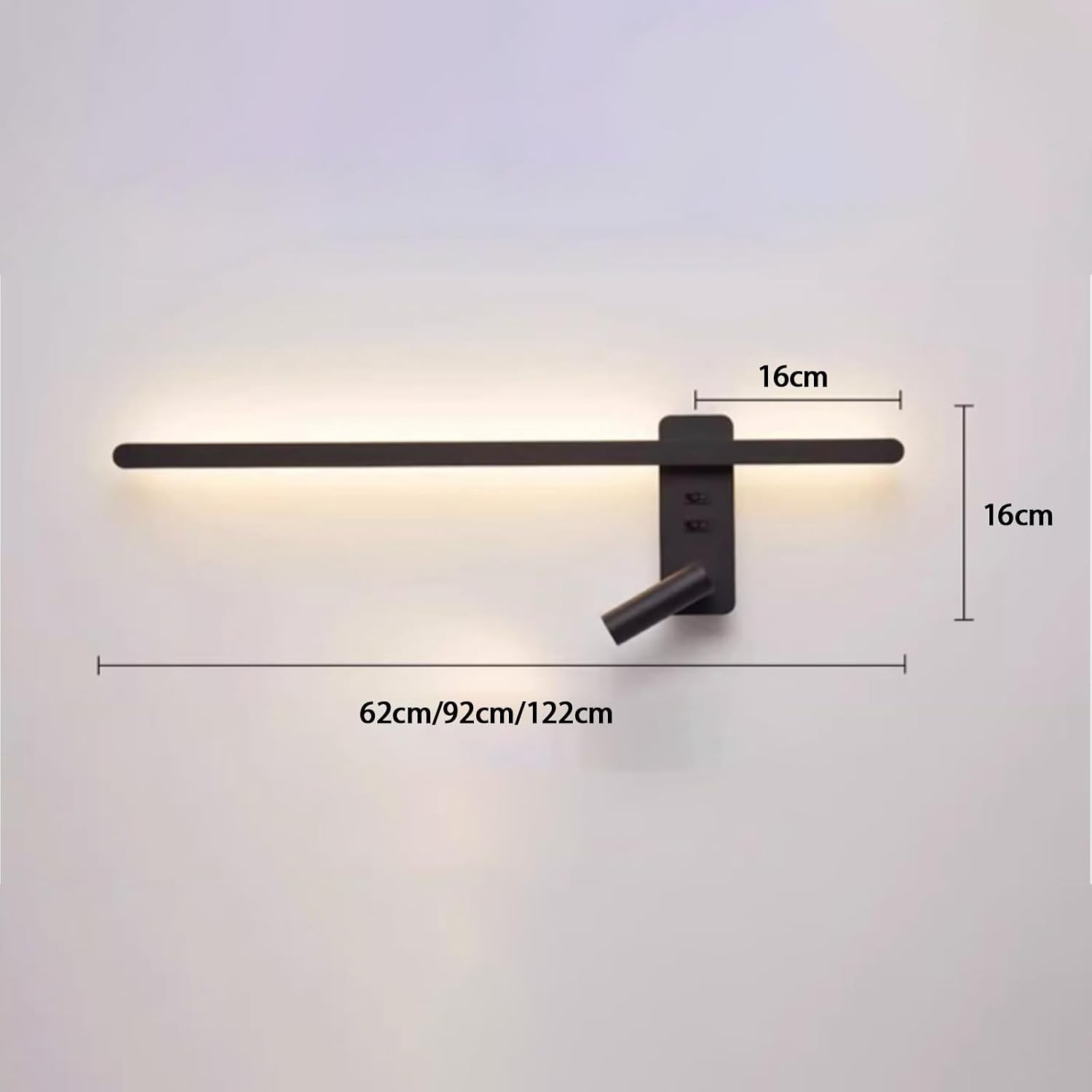 Indoor LED Long Wall Lights Modern with Remote Control Wall Sconce 2700K-6500K Dimmable Wall Lighting 360° Rotatable Spotlight Iron Acrylic for Bedroom Living Room