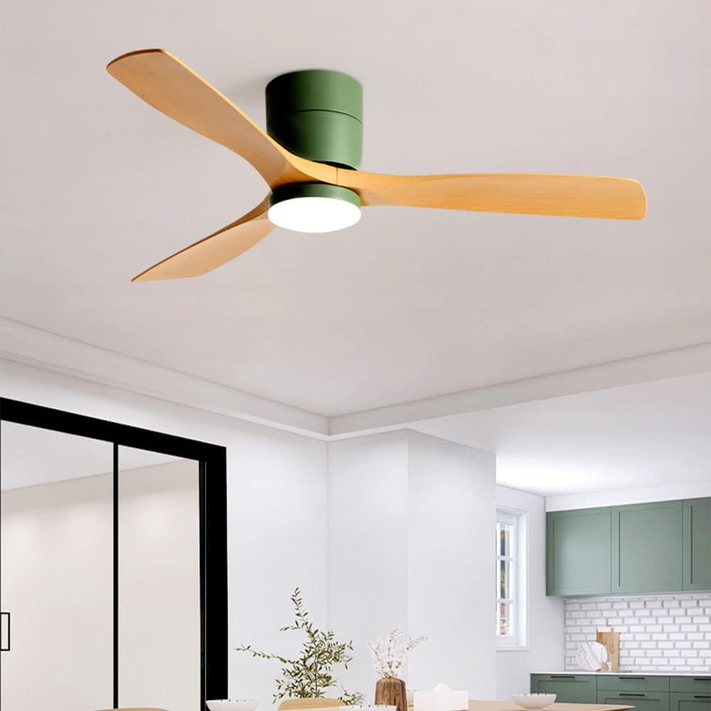 Dimmable Smart Ceiling Fan with Lights Imitation Wood Hardware Ceiling Fan Light LED with Remote 42 Inch Living Room Ceiling Fan Modern Outdoor for Patios Ceiling Fan with Lights