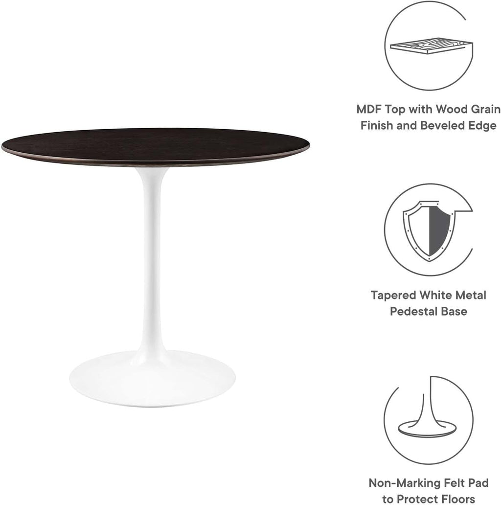 Modway Lippa Dining Table, 36', White Cherry Walnut
