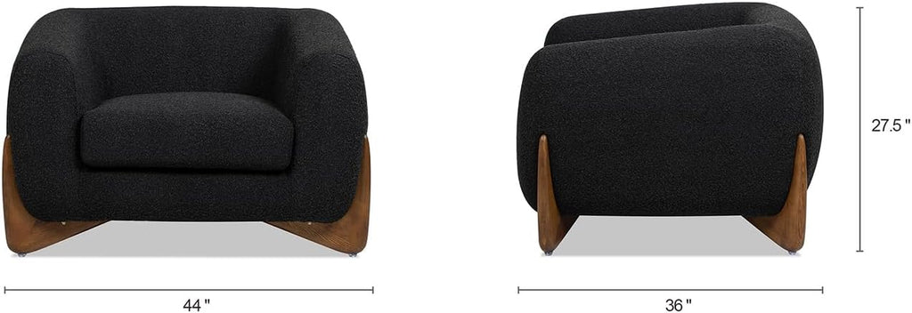 Jennifer Taylor Home Alpine 43.5' Modern Scandinavian Minimalist Round Arm Sherpa Living Room Arm Chair