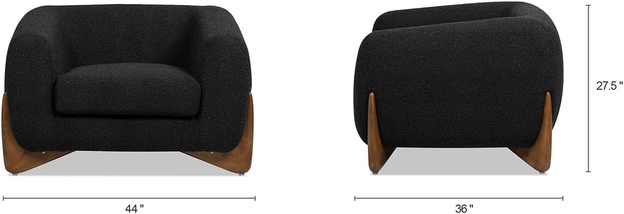 Jennifer Taylor Home Alpine 43.5' Modern Scandinavian Minimalist Round Arm Sherpa Living Room Arm Chair