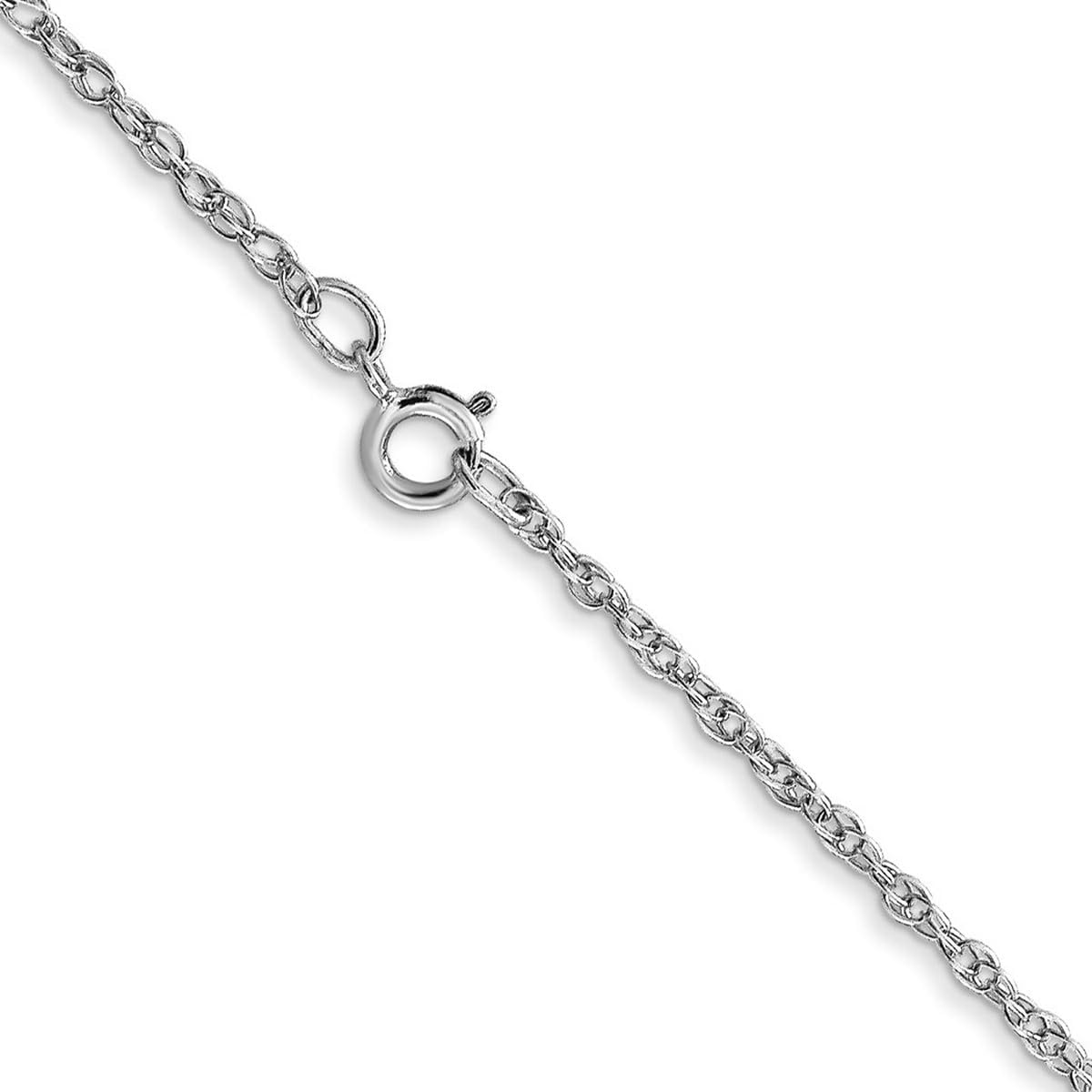 JewelryWeb 10k White Gold 1.15mm Carded Cable Rope Chain Necklace Chain Necklace for Women and Men
