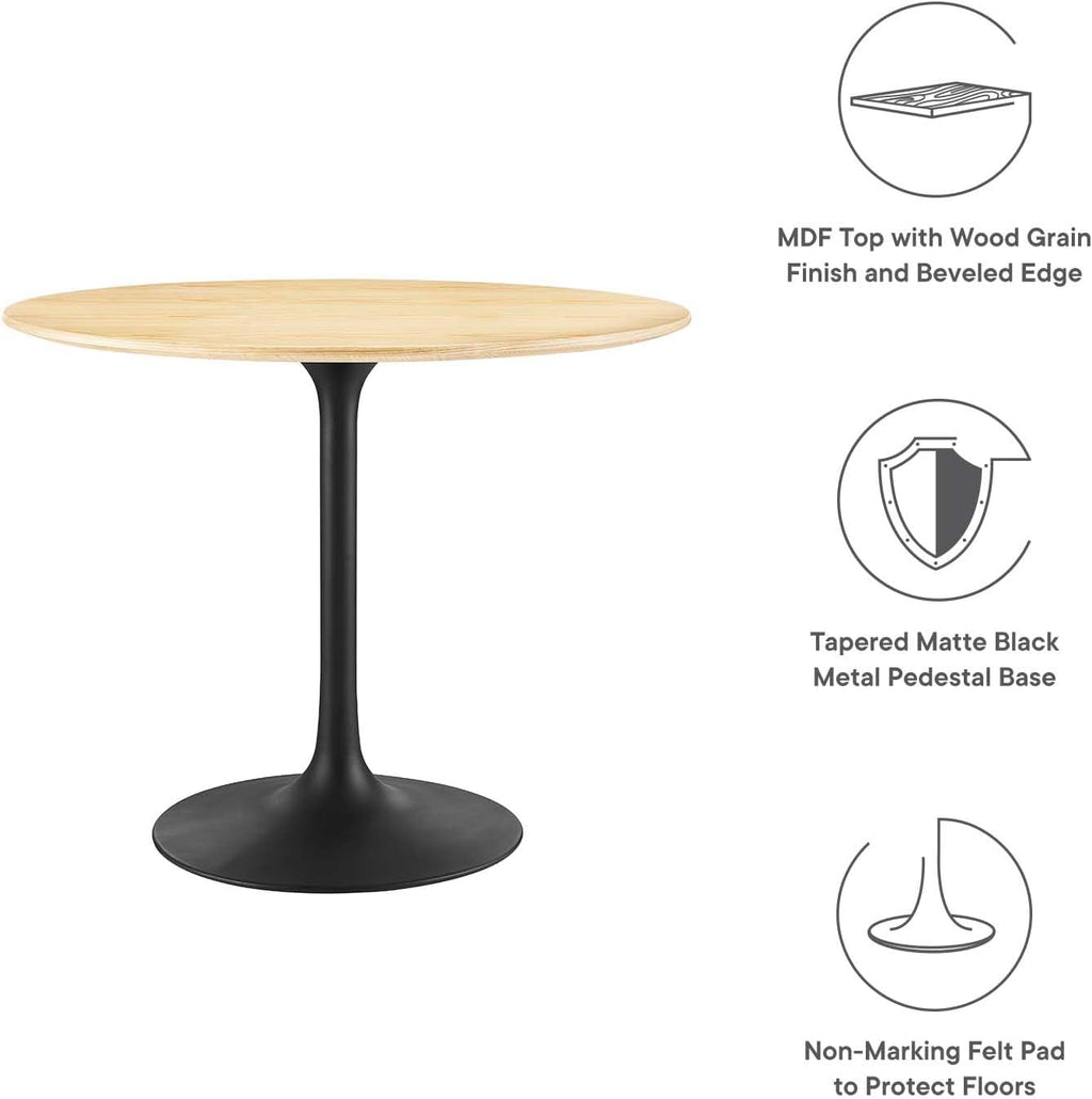 Modway Lippa Dining Table, 36', Black Natural
