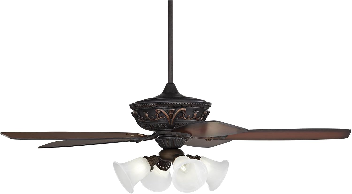 Casa Vieja 60' Montego Traditional Indoor Ceiling Fan 5 Blade Marbleized Glass LED Light Bronze Finish Brown Teak Finish Blades Bedroom Living Room Kitchen Dining Room Decorative Bright Downrod