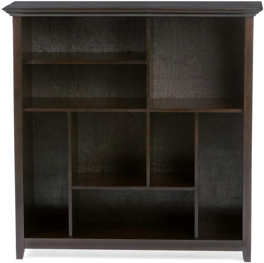 SIMPLIHOME Amherst Bookcase - 44 inch Tall Multi-Cube Solid Wood Cube Organizer in Hickory Brown, Transitional Bookcase Storage for Living Room, Study or Office with Fixed Shelves and Tapered Legs