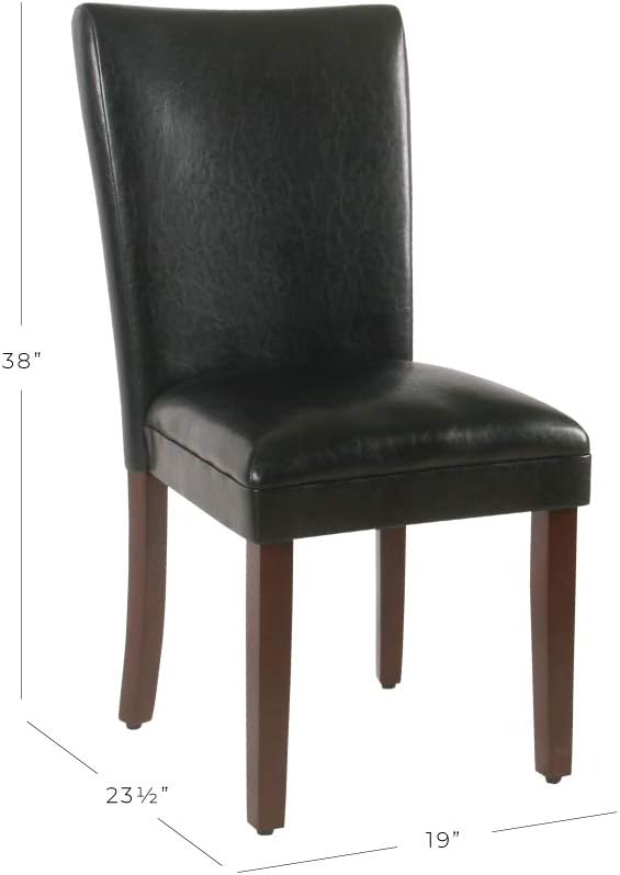 HomePop Parsons Upholstered Accent Dining Chair, Set of 2, Black Faux Leather