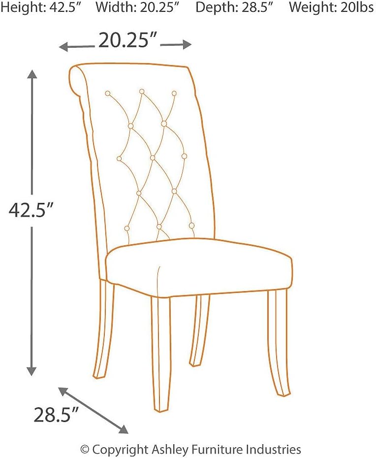 Signature Design by Ashley Tripton Classic Tufted Upholstered 19.63' Armless Dining Chair, 2 Count, Brownish Gray