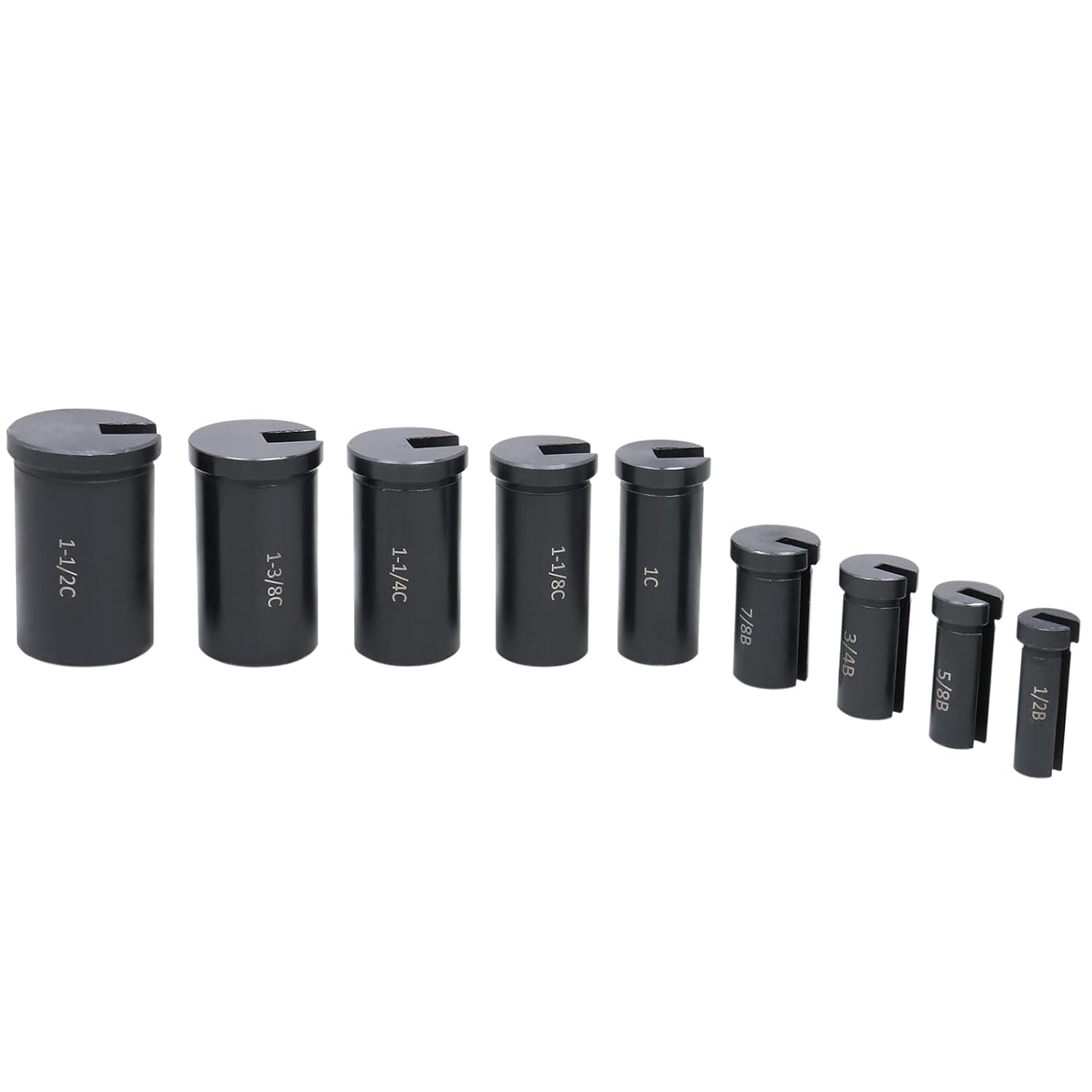 Accusize Industrial Tools - No.10 HSS Keyway Broach Set, 18 Pcs with Precision Ground Teeth, Includes 4 Broaches & 9 Bushings, 5100-0010 | Cuts 18 Keyways, B-1/8, 3/16, C-1/4, 3/8 in, Precision Ground HSS, Fitted Case, 5100-0010