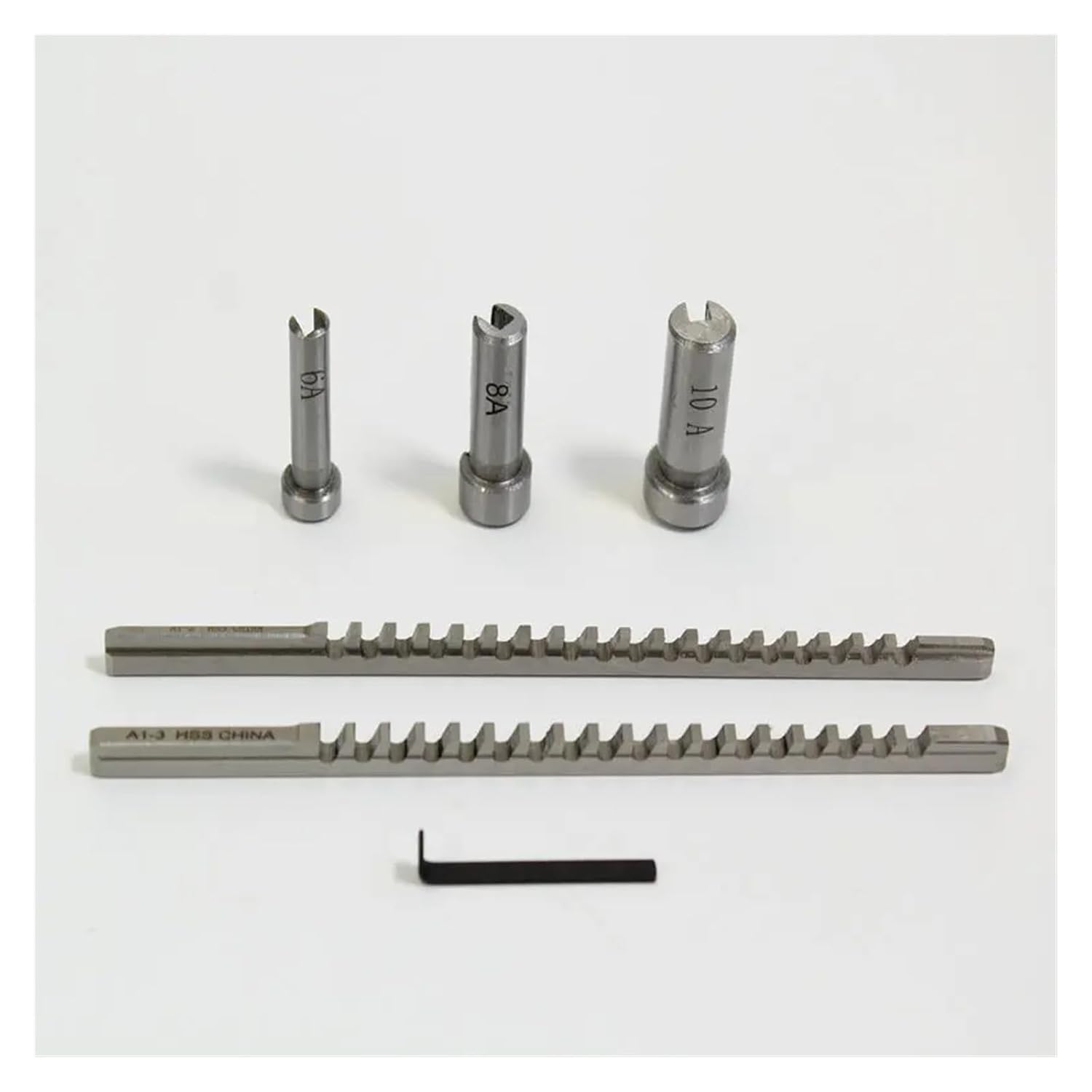 Keyway Broach Set Metric Sized 6pcs 2mm 3mm Broaches 6/8/10 Collared Bushings with Shims CNC Cutting Tools for Metalworking, Lathe