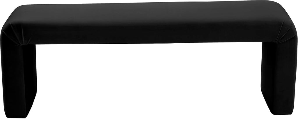 Meridian Furniture Minimalist Collection Modern | Contemporary Velvet Upholstered Bench, 53' W x 14.75' D x 18.25' H, Black