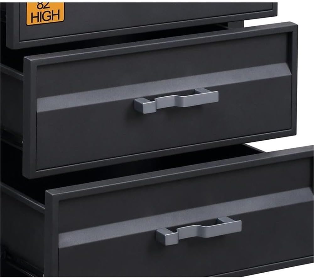 Acme Cargo Container Style Rectangular 3-Drawer Metal Chest in Gunmetal Metal