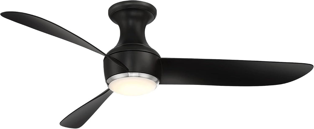 Corona Smart Indoor and Outdoor 3-Blade Flush Mount Ceiling Fan 52in Brushed Nickel Black 3000K LED Light Kit and Remote Control worksworks with Alexa and iOS or Android App