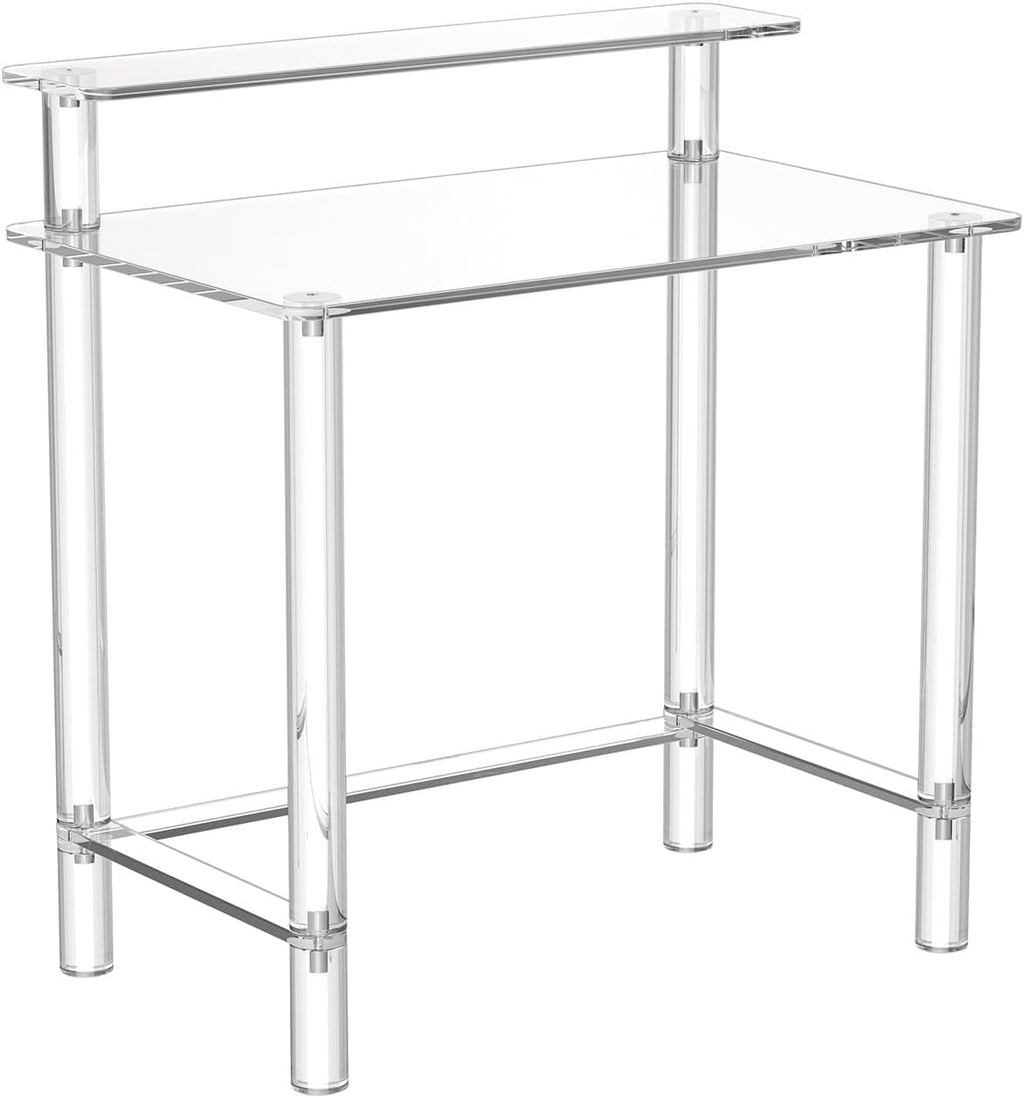 VEVOR Acrylic Desk with Monitor Stand, 2-Tier Clear Table Study Writing Desk, Modern Computer Desk for Home Office, Study, Bedroom Vanity, Living Room, 31.5' W x 19.7'' D x 34.7' H