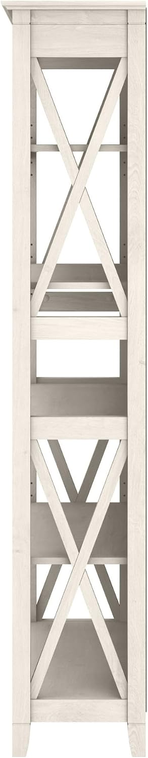 Bush Home Tall 5 Shelf Bookcase for Living Room or Home Office, Large Bookshelf, Modern Farmhouse Style, Key West Collection, Linen White Oak