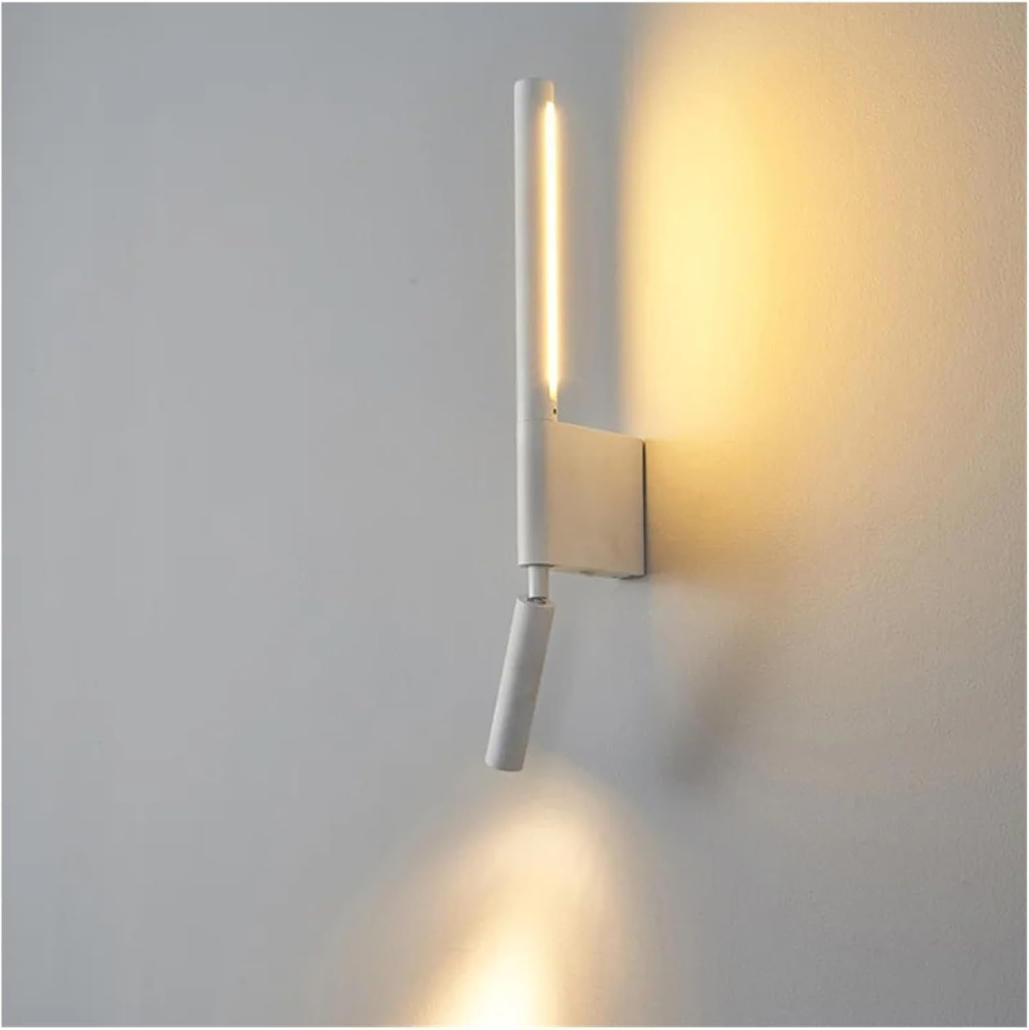 Modern Bedroom Bedside Wall Lights 340° Rotatable Adjustable Light Angle Indoor with Spotlight with Switch LED Wall Lamps,Wall Light Fixtures Oldsix-66(White)