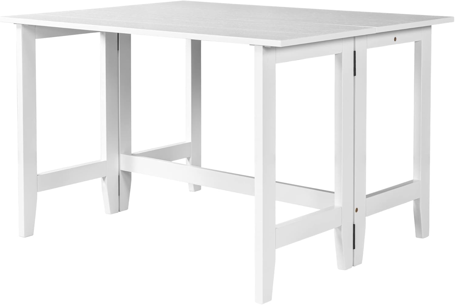 Merax Farmhouse Wood Extendable Dining Table with Drop Leaf for Small Places, Modern Freestanding Scalable Desk for Kitchen & Living Room, White