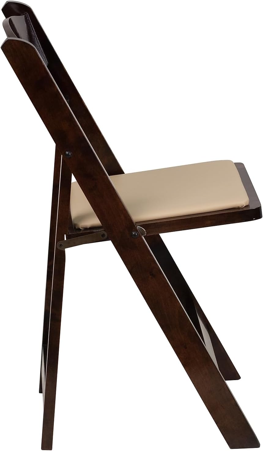 Flash Furniture 4 Pack HERCULES Series Fruitwood Wood Folding Chair with Vinyl Padded Seat