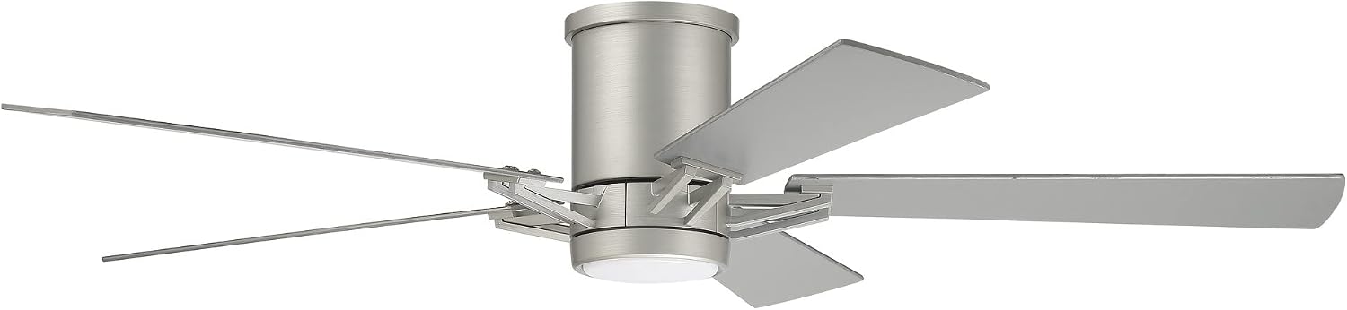 Craftmade 52' Wyatt Hugger Indoor/Outdoor Painted Nickel Finish Ceiling Fan, LED Light Kit (Optional), Remote Included, Smart WiFi Enabled with Voice Activation, works with Alexa & Smart Home Devices