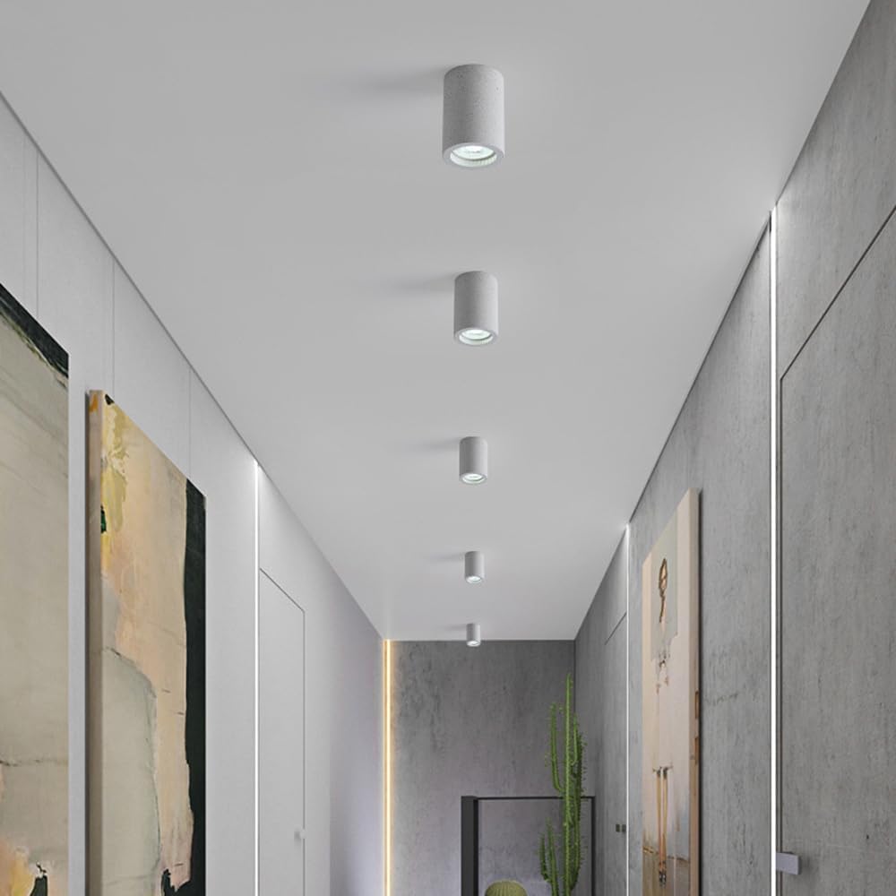 Industrial Cement Ceiling Spotlight, Indoor Accent Lighting, Three Color Cylindl Living Room Driveway Lighting, Kitchen Island Corridor Spotlights White