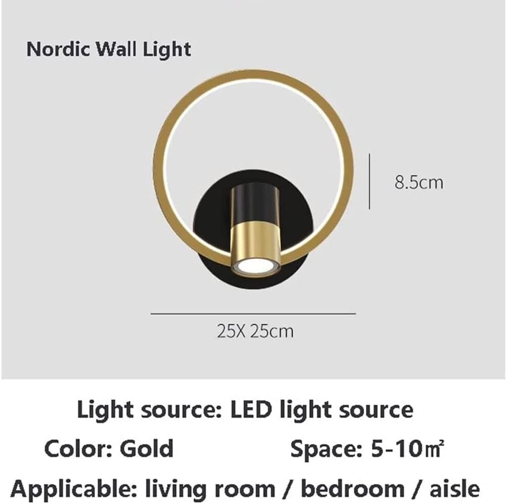 Wall Lighting, Wall Lamp, Gold Rotatable Ceiling Spotlight, Indoor Led Wall Sconce, Headboard Lights, Adjustable Wall Light for Bedside Reading Light,Tricolor