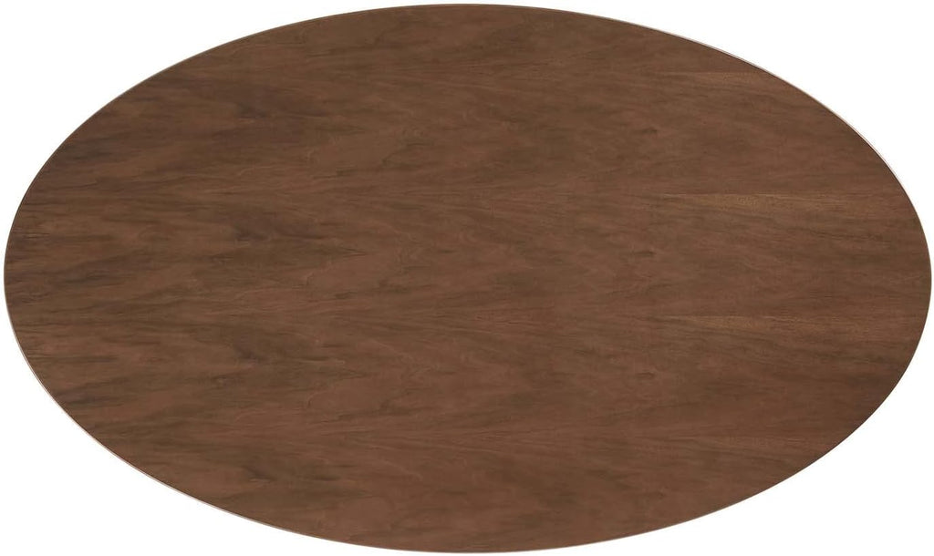 Modway Lippa 60' Oval-Shaped Mid-Century Modern Dining Table with Walnut Top and Black Base