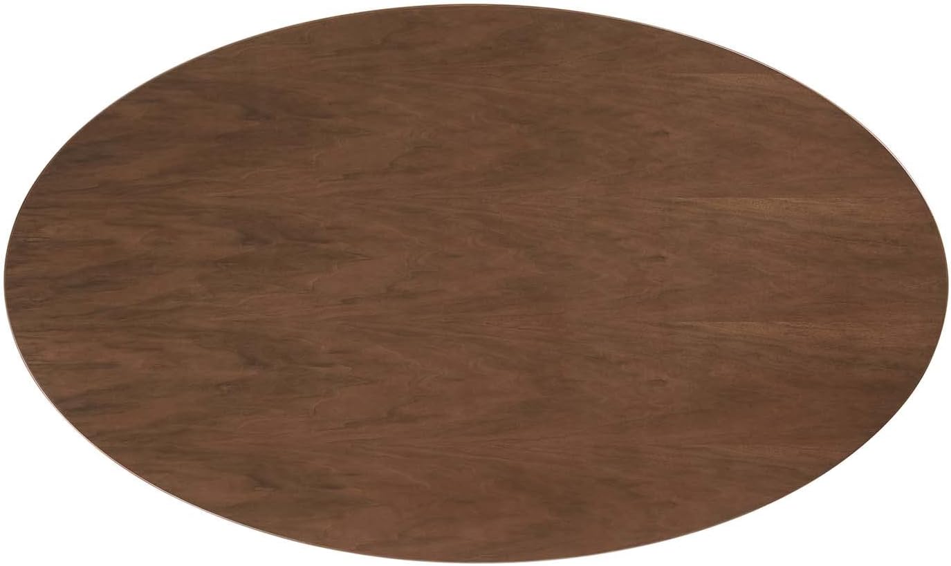 Modway Lippa 60' Oval-Shaped Mid-Century Modern Dining Table with Walnut Top and Black Base