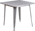 Flash Furniture Felix Commercial Grade 31.5' Square Silver Metal Indoor-Outdoor Table