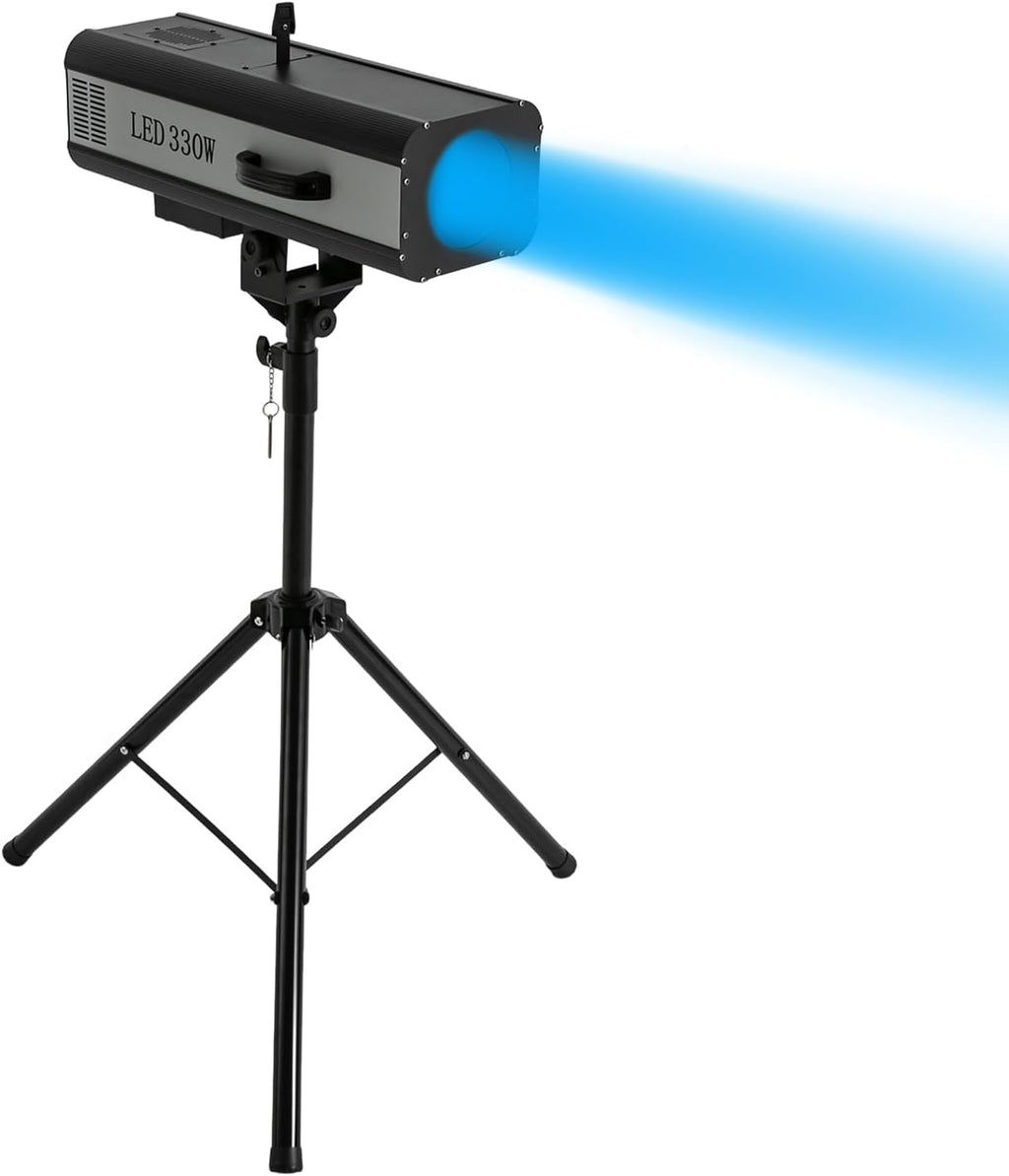 330W Stage Lighting with Tripod, LED Stage Spotlight with Adjustable Aperture 6 Color Modes 3 Color Temperatures 5600K 6000K 3200K, Follow Spot Light for Wedding DJ Party Theaters Concert