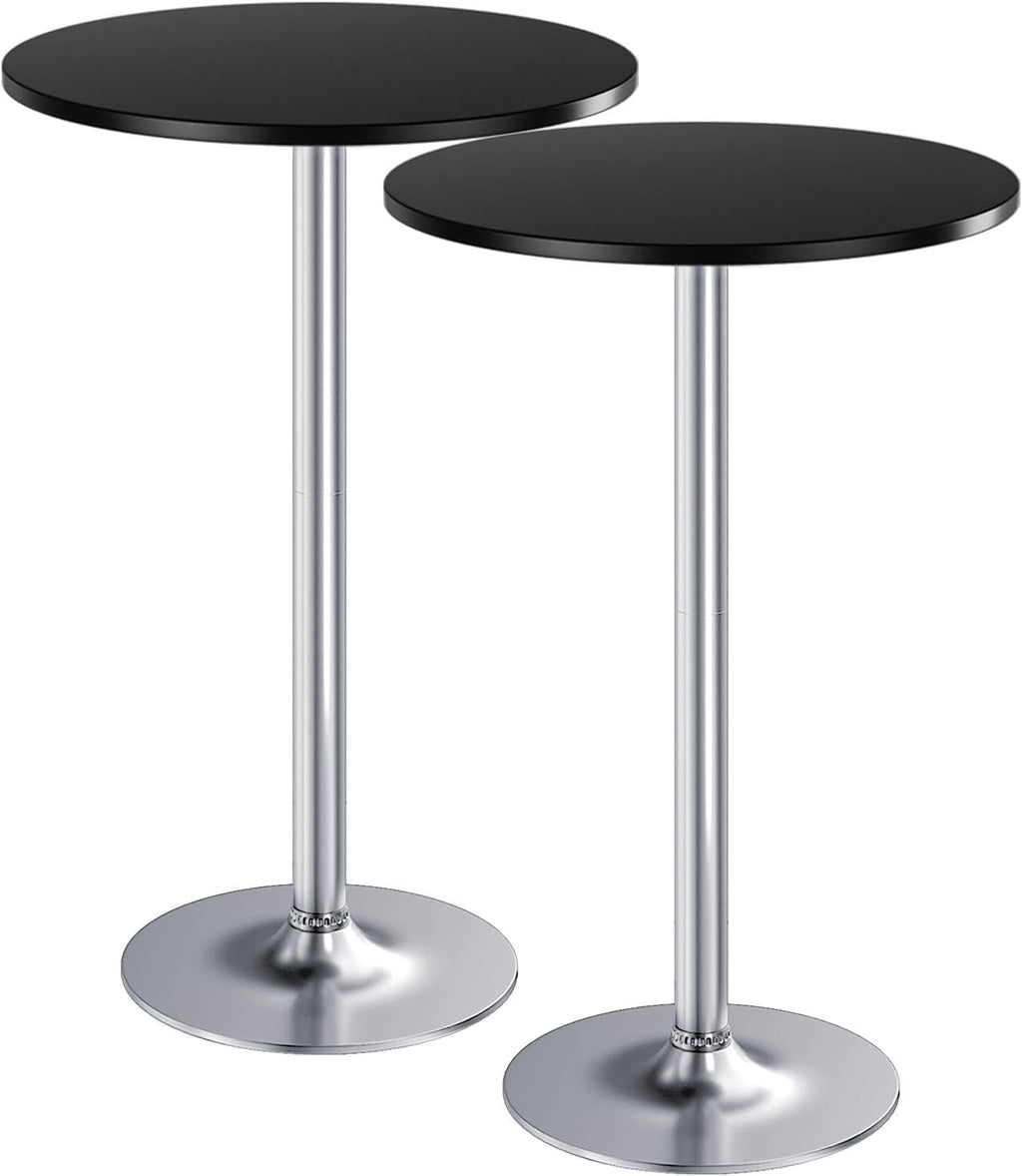 Furmax Bistro Pub Table Round Bar Height Cocktail Table for Home Bar, Round Bar Tables for Party, Dining Room, Living Room and Wedding, Metal Base MDF Top, 40.6 Inch Height (2, Black-2)