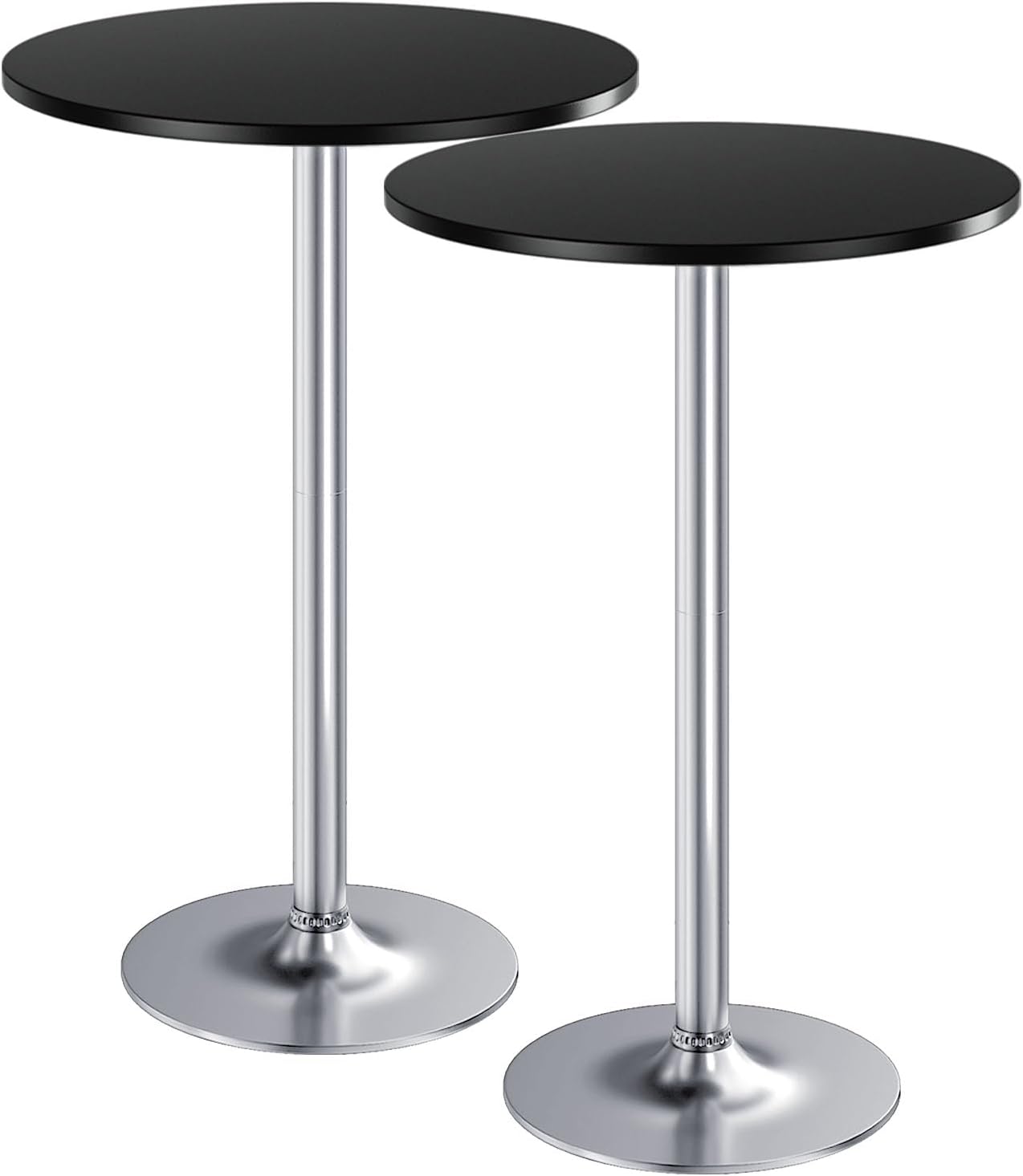 Furmax Bistro Pub Table Round Bar Height Cocktail Table for Home Bar, Round Bar Tables for Party, Dining Room, Living Room and Wedding, Metal Base MDF Top, 40.6 Inch Height (2, Black-2)