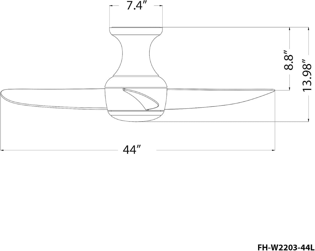 Modern Forms Corona Smart Indoor and Outdoor 3-Blade Flush Mount Ceiling Fan 44in Brushed Nickel White 3500K LED Light Kit and Remote Control works with Alexa and iOS or Android App