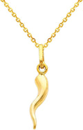 The World Jewelry Center 14k Yellow Gold Cornicello Italian Horn Pendant with 1.2mm Cable Chain Necklace