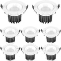 8 Pcs Recessed Ceiling Spotlight for Indoor Lighting 2in 3in 3.5in Eyeball Ceilling Potlight Canless Downlight Wafer Light 5W, 7W, 10W, 12W, 15W