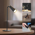 Rechargeable Led 3w Indoor Table Lamp Trumpetshaped Spotlight Magnetic Adjustable No Power Cord Bedroom Study(Black)