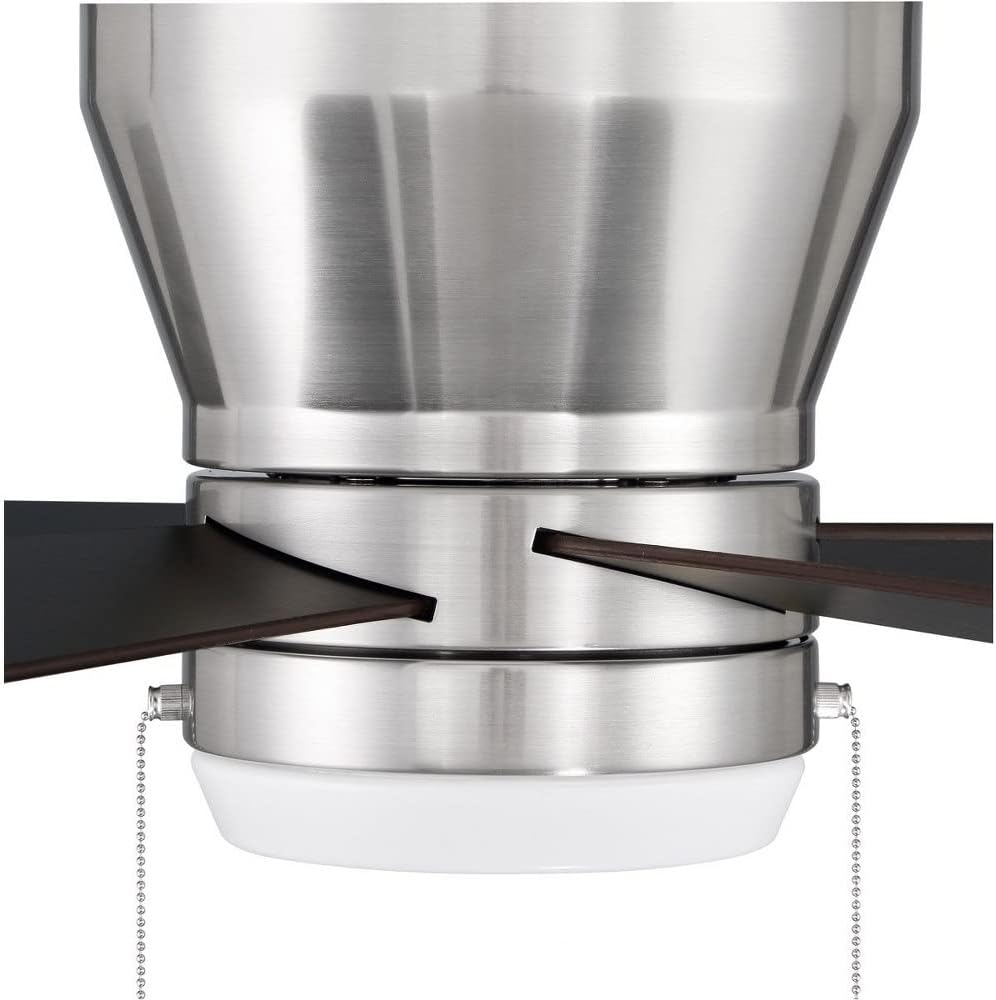 Craftmade 52' Merit MER52BNK5 Hugger/Flushmount, Indoor, Reversible Ceiling Fan, Brushed Polished Nickel Finish, Black Walnut/Grey Walnut Blades Included, Integrated 18W dimmable LED Light Included