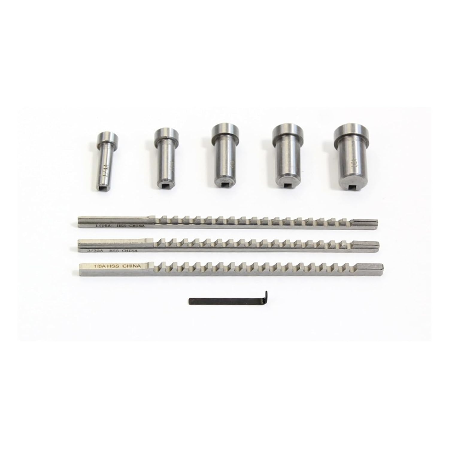 9pcs Push-Type Keyway Broach Set High Speed Steel Inch Size Bushing Cutting Tool for CNC Lathe Metalworking Heat Resistance